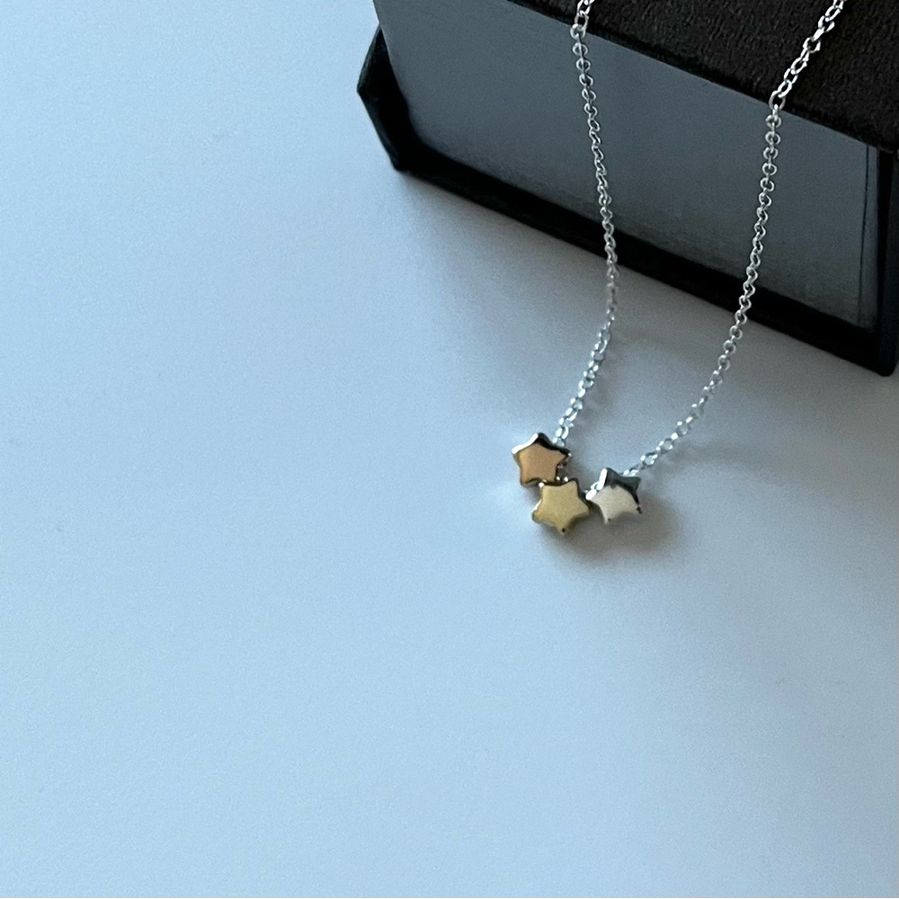 Sterling Silver Triple Star Necklace